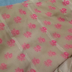 Nude Beutiful Flower Print Saree