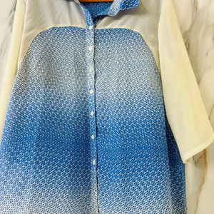 Blue Polka Dot Shirt Top