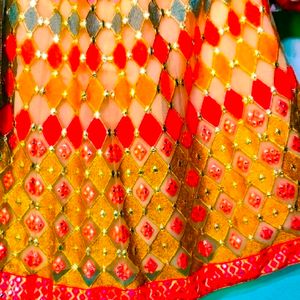 Women Net Stichted Lehenga