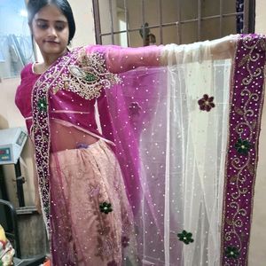 Violet And Gold Choli