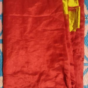 Red Saree With Golden Border