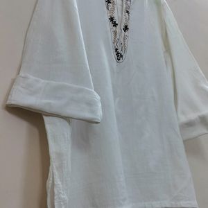 White Short Cotton Kurta