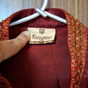 Manyavar Maroon Embroidered Kurta Size M