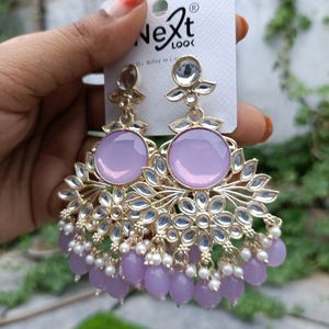 Kundan Purple Colour Earring