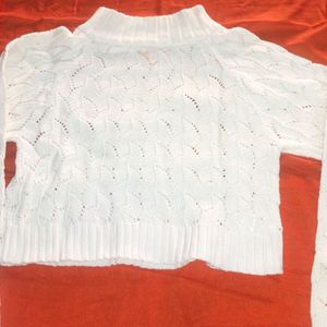 Women Woolen White Top For Winter's