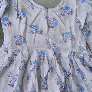 White Flower Print Frock Suit