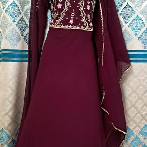 Wine Kaftan Festive Gown