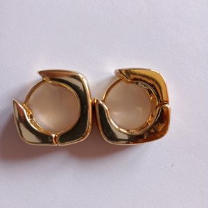 Chunky Square Gold Plated Hoops