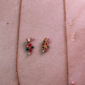 Elegant Brass Women Necklace And Earrings