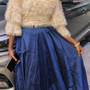 Ethnic Skirt With A Navy Blue Colour