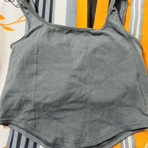 Grey Coloured Padded Cotton Sports Bra