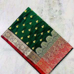 Banarasi Satin Silk Saree With Embroidery Work