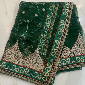 Beautiful Green net Saree With Designer Work,