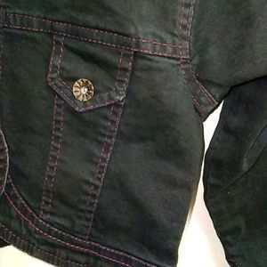 Black Denim Crop Jacket For Women