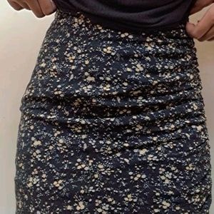 Black Flower Printed Skirt