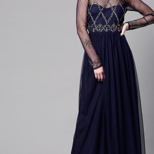 STREET 9 Navy Blue Embellished Maxi Dress