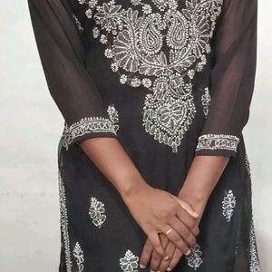 Black colour beautiful chickenkarri kurta