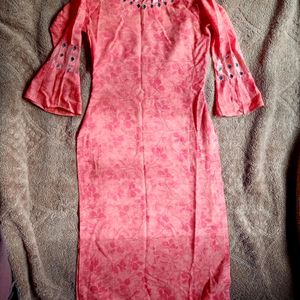 Mirror And Lace Work Kurti