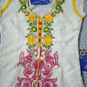 White Yellow Kurti