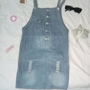 Women Blue Dungarees Short