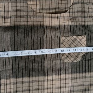 Women Beige Grey Checks Regular Fit Top