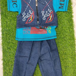 Stylist Boy Tshirt With Half Vascoat And Jeans