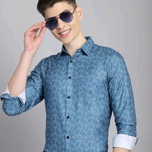 Printed Slim Fit Cotton Blend Formal Shirt