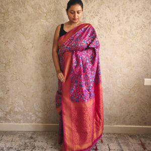 Beautiful Pink Pashmina Silk Saree