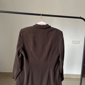 Brown Single Breasted Oversized Fit Blazer