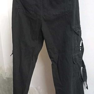 Charcoal Black Denim Cargo Jeans