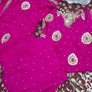 Hot Pink Colour Magenta Suit Salwar With Dupatta