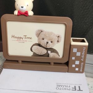 Pen Stand With Teddy Photo Frame