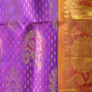 Purple And Gold Pure Kanchipuram Silk Saree