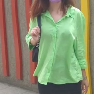 Neon Green Cotton Shirt From H&m