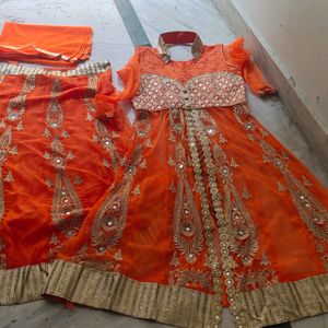 Heavy Embroidery Orange Deewani Mastani Suit