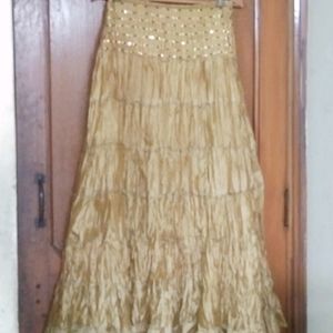 Long ethnic Olive golden semi fancy skirt