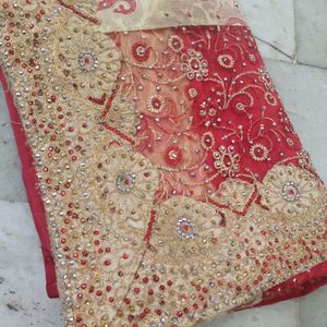 Wonderful Red And Golden Saree