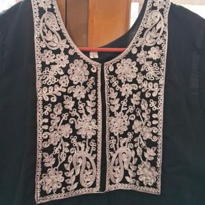 Short Black Chicken Kurti Anarkali Style !