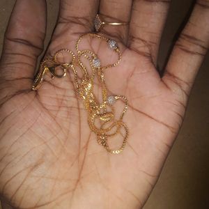 2 Earring COMBO With Gold Plated Chain