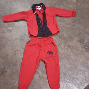 1 To 2 Years Boy Suit Red And Black