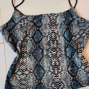 Snake Print Tube Top With Noodle Strap