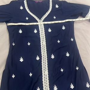 Navy Blue Kurtha & Dupatta, Size Small