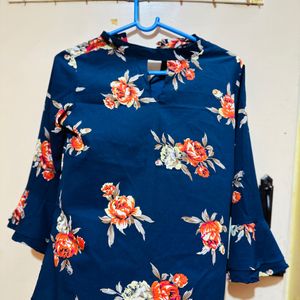 Floral Print Blue Top