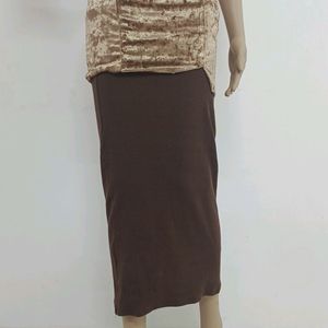 Shein Velvet Long Top With Brown Skirt