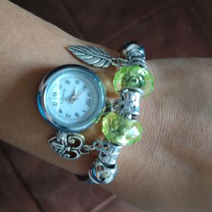 Green Crystal Watch Bracelet