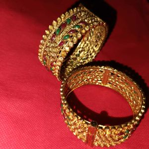 One Gram Gold Plated Kundan Design Kangan