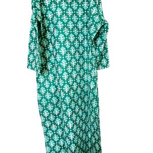 Pure Cotton Kurta Pant Set Green Color