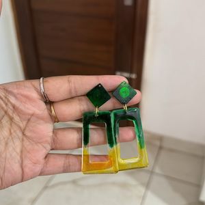 Green And Yellow Essenced Earrings