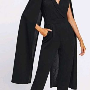 SHEIN Cape Sleeve Surplice Wrap Tailored Jumpsuit