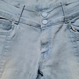 Light Blue rugged Half Jeans